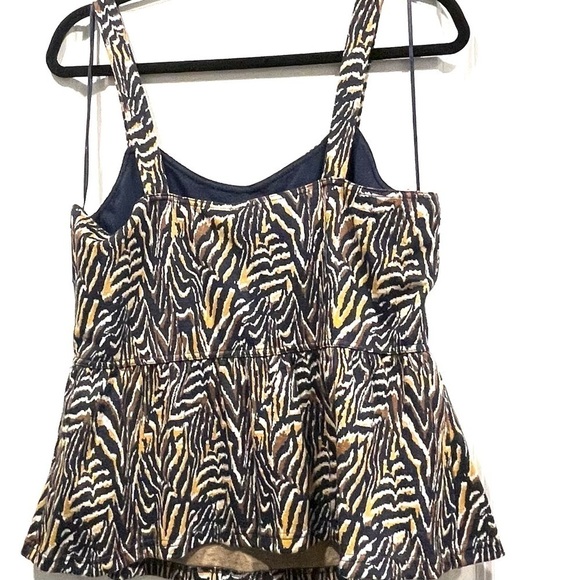 Anthro Navy Jaime Zebra Print Peplum Top - Picture 4 of 9